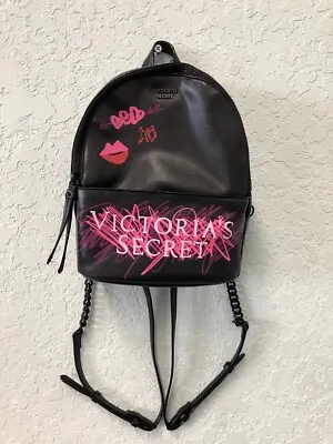 Victoria's Secret Scribble Print Small City Mini Black Backpack  • $24.99