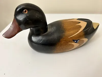 Wood Mallard Duck Decoy Vintage Hand Painted Desk Office Decor Figurine 7” • $10.16