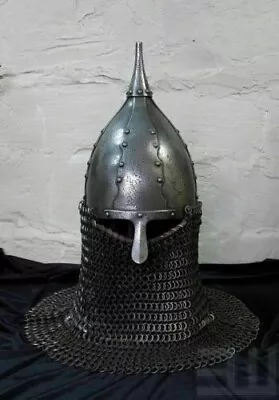 Medieval Ancient Warrior Battle Helmet With Chainmail Curtain. • $140