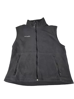 Columbia Men's Large Black Vest Full Zip Fleece Outdoor Pockets Embroidered Logo • $24.99