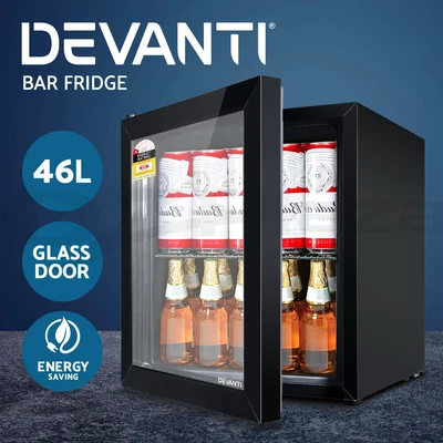 $249.95 • Buy Devanti Bar Fridge Glass Door Mini Fridge Freezer Counter Top Bottle Cooler 46L
