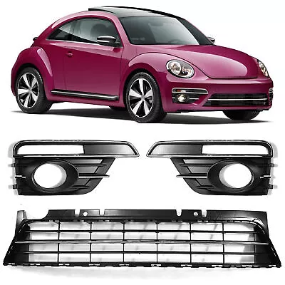 For 2017 2018 2019 VW Beetle Front Bumper Lower Center Grill Fog Light Cover Set • $106.91