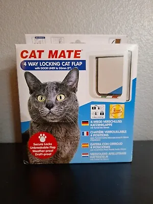 Cat Mate 4-Way Locking Cat Door With Magnetic Catch And Rigid Flap - White • $18.99