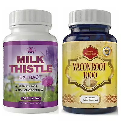 Milk Thistle Seed Extract Liver Detox Yacon Root Weight Management Supplements • $32.45