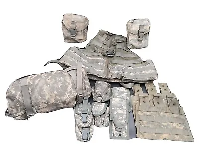 12 PC US Military RIFLEMAN SET MOLLE FLC Vest ACU W 10 Pouches & Waist Pack VGC • $38.90