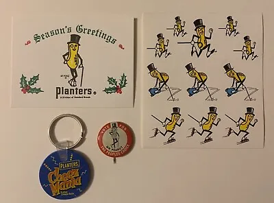 4 Mr. Peanut Items - Christmas Card Vote For Mr. Peanut Sticker Sheet & Keychain • $15.95