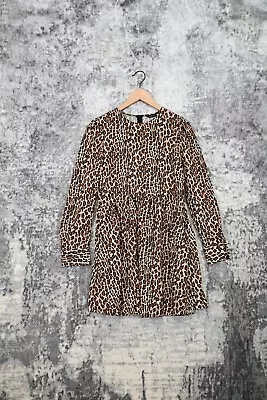 Zara Leopard Animal Print Long Sleeve Mini Dress Size M Medium • $18.16