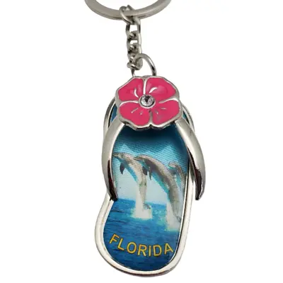 Florida Keychain Souvenir Car Key Ring Travel Tourist US State Dolphin Flip Flop • $3.99