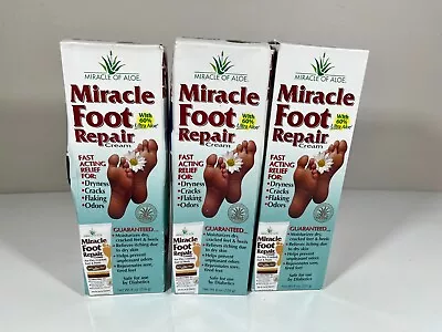 (3) Miracle Of Aloe Miracle Foot Repair Cream - Dry Cracked Flaking & Odor Feet • $44.99