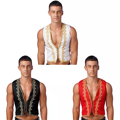 Mens Medieval Renaissance Costume Suit Open Front Button Up Waistcoat Vest • $18.03