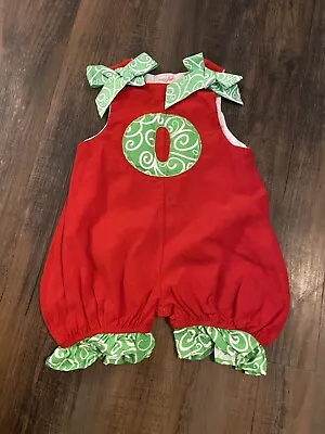 Mud Pie Initial Baby  O”  Red Corduroy Girl's One Piece 0-6 Months • $14.95