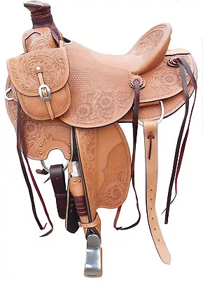 Western Roping Leather Wade Horse Saddle Ranch Cow Boy Hand Tooled. • $548.99