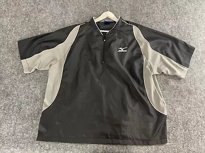 MIZUNO Jacket Men 2XL Baseball Softball Team Wear Warm-Up XXL Black Gray A5 • $28.99