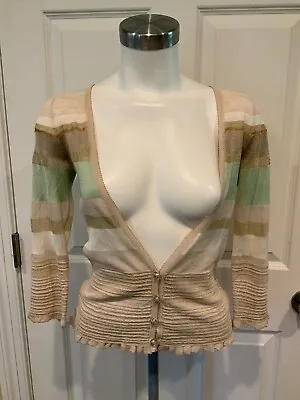 Moth Tan Striped Thin Sheer Cardigan Size Small (US) • $15