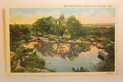 Postcard Lily Pond At Honor Heights Park Muskogee OK • $1.95