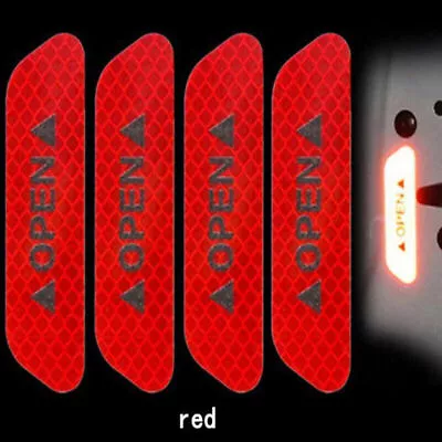 4pc Super Red Car Auto Door Open Sticker Reflective Tape Safety Warning Decal 、 • $6.98