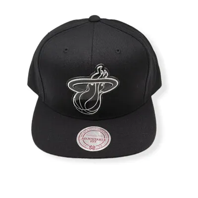 Mitchell & Ness Miami Heat Black & Silver Adjustable Snapback Hat Cap • $34.99