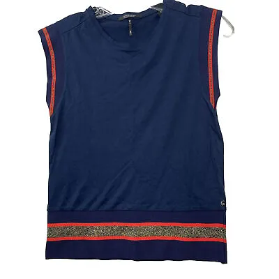 Scotch & Soda Maison Scotch Womens Size XS Navy Shimmer Gold Sleeveless Top Tank • $26.97