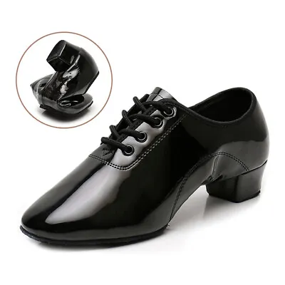 Adult Men Ballroom Latin Dance Shoes Patent Leather 3.5CM Low Heeled Tango Shoes • $20.57