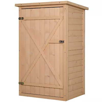 Outsunny Garden Shed Outdoor Tool Storage W/ 2 Shelve 75 X 56 X115cm Natural • £97.99