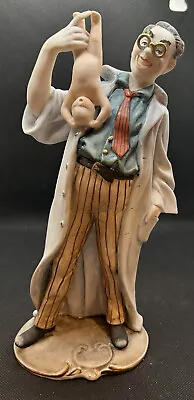 Vtg Capodimonte 9  Porcelain Figurine Doctor Holding Newborn Baby Statue • $14.99