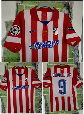 Atletico Madrid 2013/2014 SHIRT JERSEY CHAMPION LEAGUE FINAL LARGE DAVID VILLA 9 • £49.95