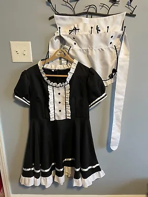 Japanese French Maid Cosplay Size XXL With Dress Apron Collar And Headpiece • $15