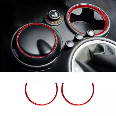 For Mini Cooper 07-10 Red Carbon Fiber Interior Center Cupholder Ring Trim 2Pcs • $14.47