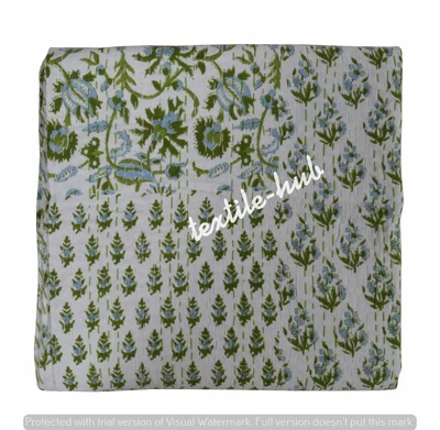 £35.99 • Buy Indian Kantha Quilt Bedspread Bedding Throw Cotton Blanket Hand Block Print Art