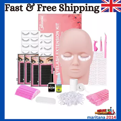 Lash Eyelash Extension Kit Professional Mannequin Head Training For Beginners E • £34.99