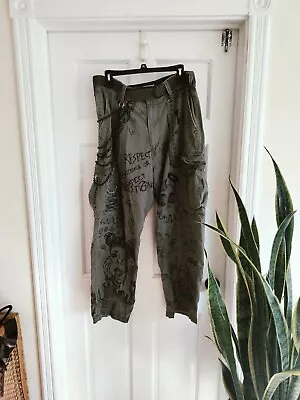 Handmade Punk Pants Upcycled With Chains And Lots Of Pockets Green Cargo Pants • $38