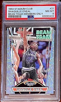 1992 Stadium Club Member’s Only Shaquille O'neal Beam Team #21 Rc Psa 8 Centered • $245