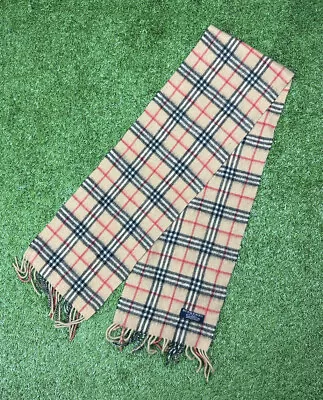 Burberry Genuine Vintage Nova Check Camel 100% Lambswool Winter Scarf Scarves • $163.86