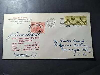 1933 USA Columbia Signed Airmail First Flight Cover FFC NY Round Trip Via Haiti • $500