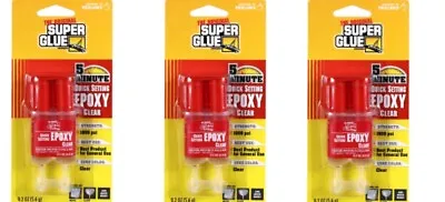 3 Pack Original Super Glue 5 Minute Clear Quick Setting Epoxy (3) .2oz Bottles • $16.99