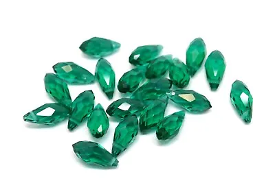 £4.59 • Buy 50 Teardrop Faceted Crystal Glass Beads - 13mm X 6mm - Teal / Green - P01152