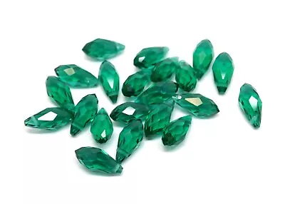 £4.59 • Buy 50 Teardrop Faceted Crystal Glass Beads - 13mm X 6mm - Teal / Green - P01152