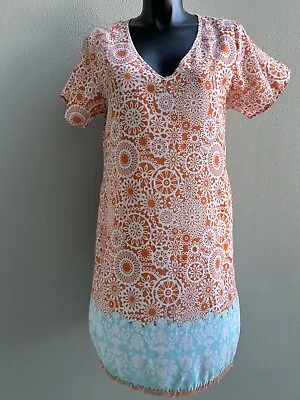 LULALIFE Size 18 / 20 Lightly Beaded  Cotton Kaftan Dress - Casual Resort Attire • $49