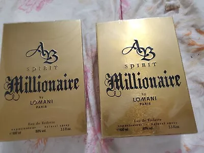 2 Lot New AB SPIRIT MILLIONAIRE By Lomani Men 3.3 Oz 3.4 Edt Cologne  • $31