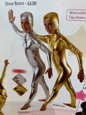 £13 • Buy Metallic Gold Catsuit Zip Back Modern Acro Dance Costume  Size 3A Child Large