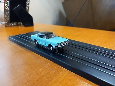 Vintage Aurora T-Jet Turquoise Mustang Hardtop #1372 On Solid Rivet Chassis • $95