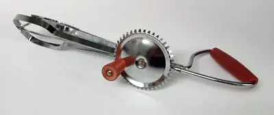 Vtg ECKO Stainless Steel Hand Held Mixer Manual Rotary Egg Beater Red USA • $17.84