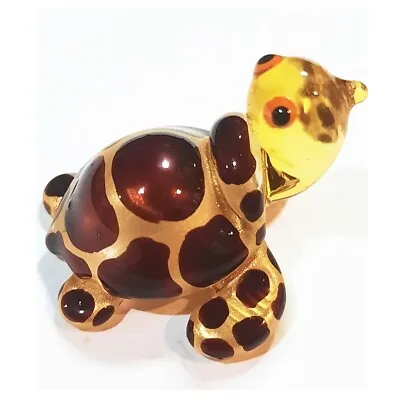 Glass Blown Miniature Turtle Gold Decor Art Blowing Art Animal Collectible Souve • $11.99