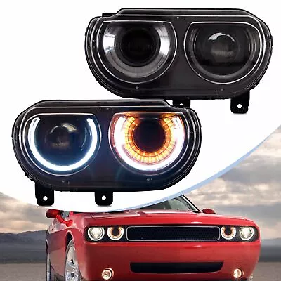 VLAND Headlight LED Assembly For 2008-2014 Dodge Challenger DRL Halo Front Lamps • $216.99