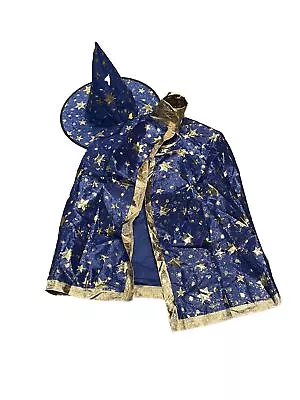 Wizard Cape Blue Witch Cloak With Hat Halloween Or Play Costume • $12