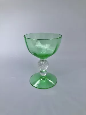 Vintage Morgantown Green Uranium Glass Golf Ball Stem Cocktail Water GobletGlass • $17.99