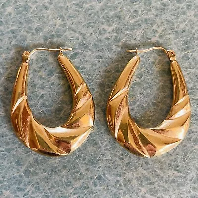 14K Solid Yellow Gold Vintage Hoop Earrings~3g • $129