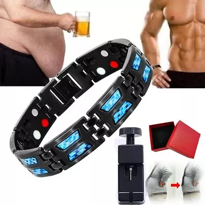 Titanium Power Magnetic Bracelet Carbon Blue Titanium Magnetic Therapy Bracelet • $10.39