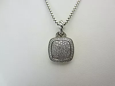 David Yurman Sterling Silver Albion Pave Diamond Pendant Necklace Chain 18  • $849