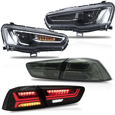 $472.99 • Buy 4X LED Headlights + Tail Lights For Mitsubishi Lancer / EVO X 2008-17 Audi Style